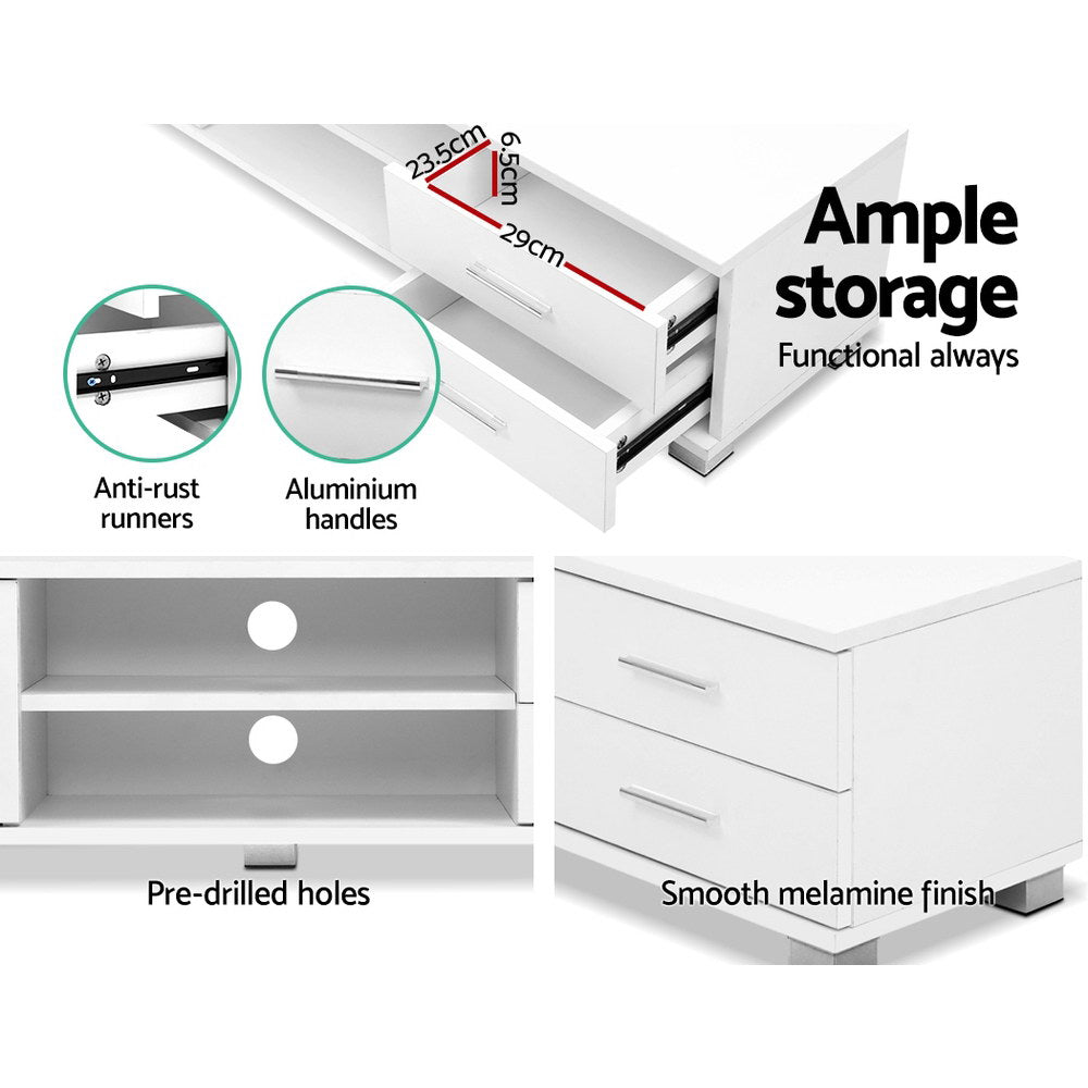 Artiss 120cm TV Stand Entertainment Unit Storage Cabinet Drawers Shelf White freeshipping - Awezingly