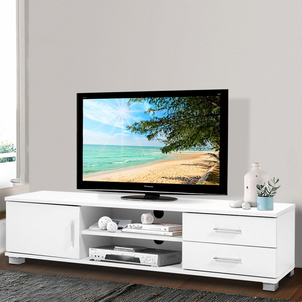 Artiss 120cm TV Stand Entertainment Unit Storage Cabinet Drawers Shelf White freeshipping - Awezingly