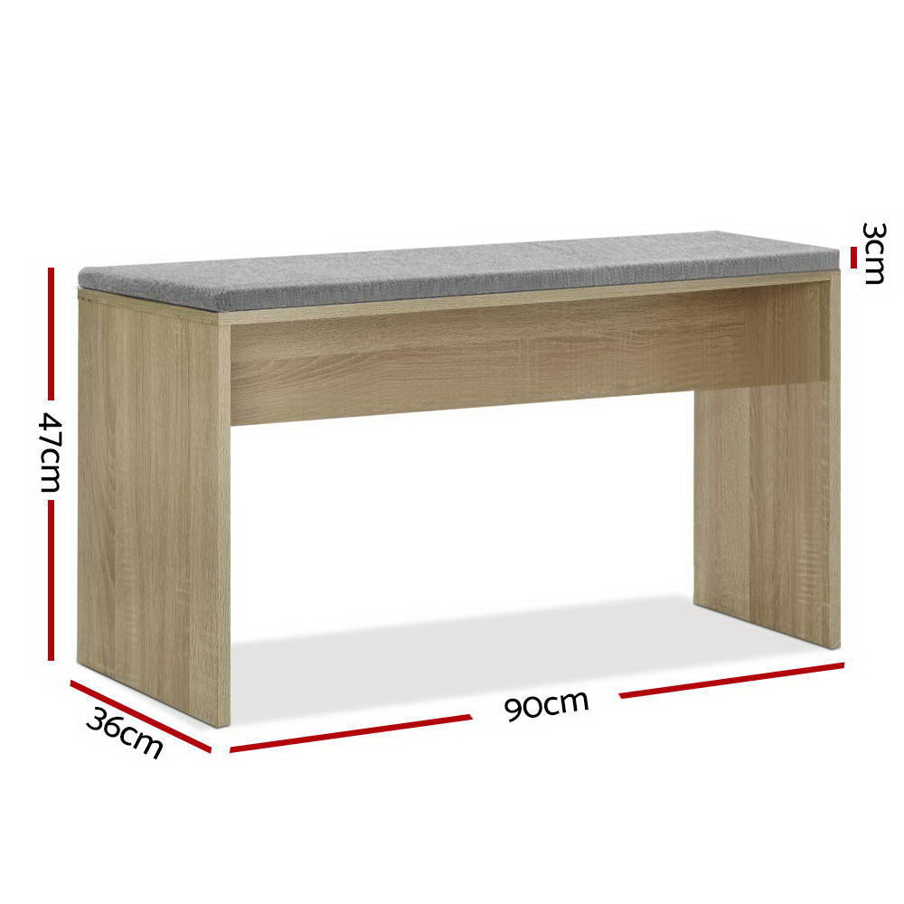 Artiss Dining Bench NATU Upholstery Seat Stool Chair Cushion Kitchen Furniture Oak 90cm freeshipping - Awezingly