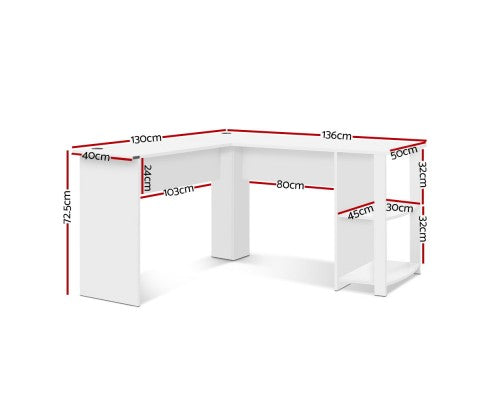 Artiss Office Computer Desk Corner L-Shape Shelf White freeshipping - Awezingly