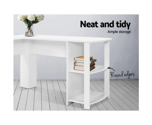 Artiss Office Computer Desk Corner L-Shape Shelf White freeshipping - Awezingly