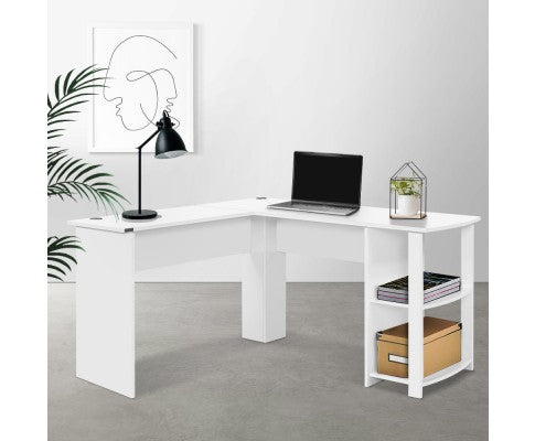 Artiss Office Computer Desk Corner L-Shape Shelf White freeshipping - Awezingly