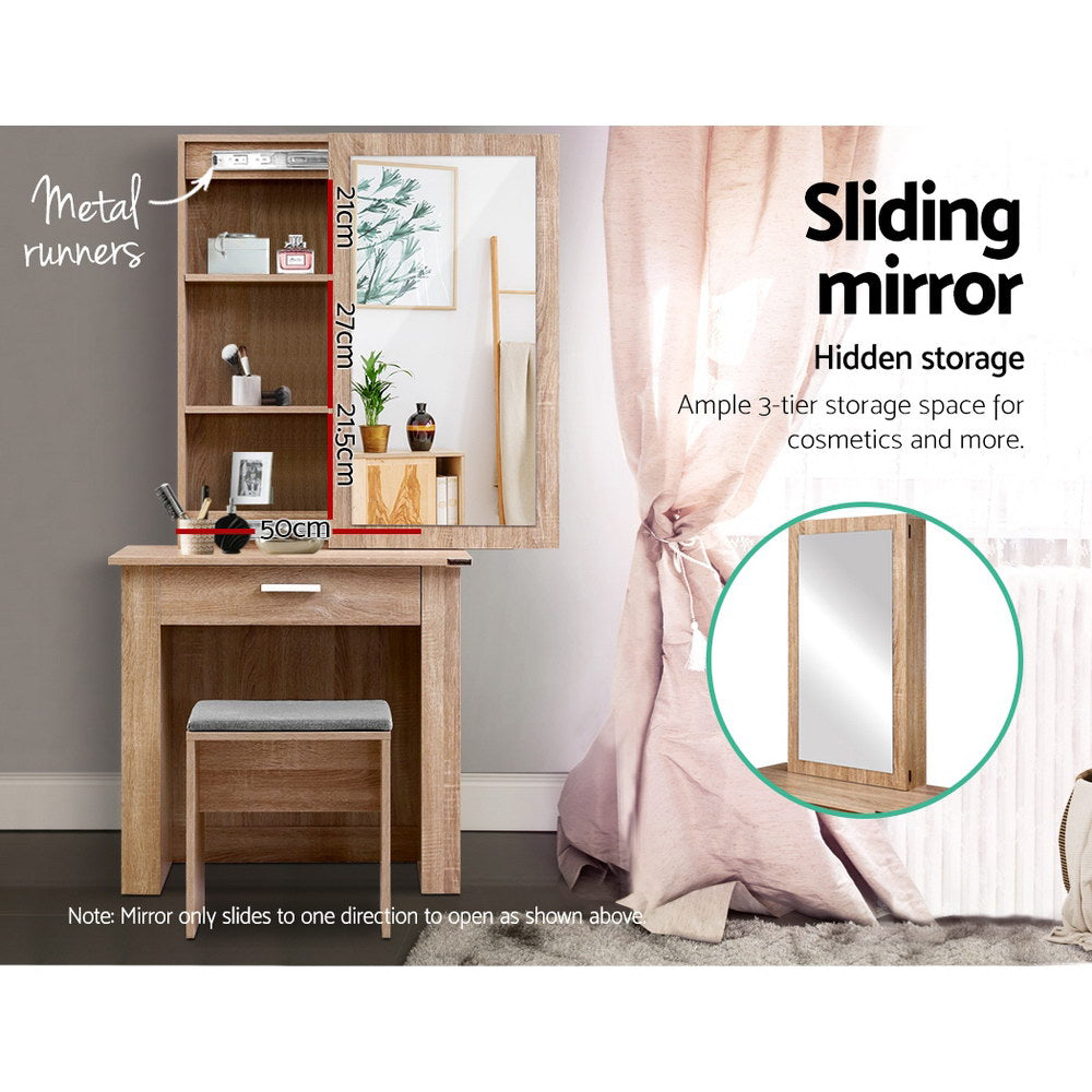 Artiss Dressing Table Mirror Stool - Storage Wood freeshipping - Awezingly