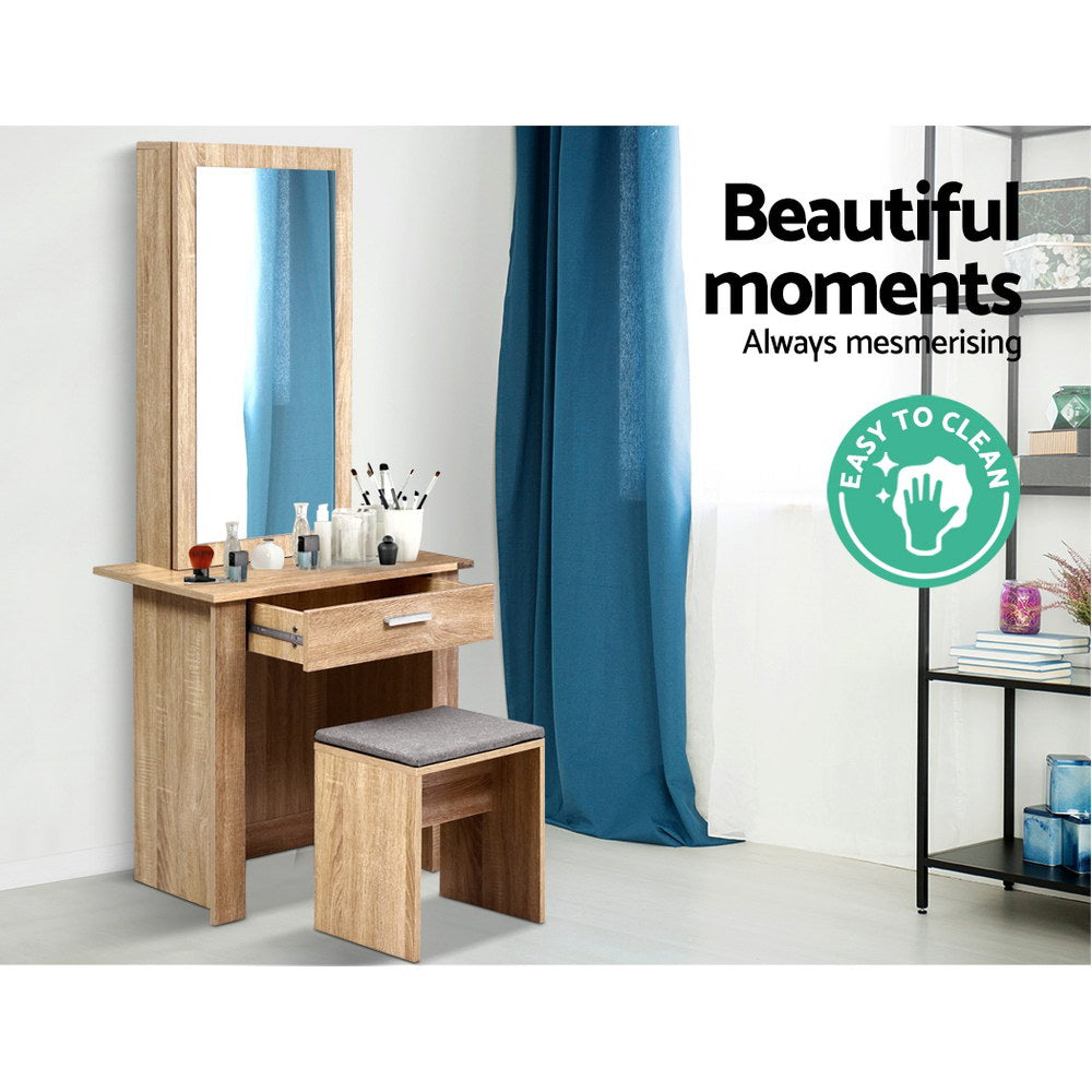 Artiss Dressing Table Mirror Stool - Storage Wood freeshipping - Awezingly