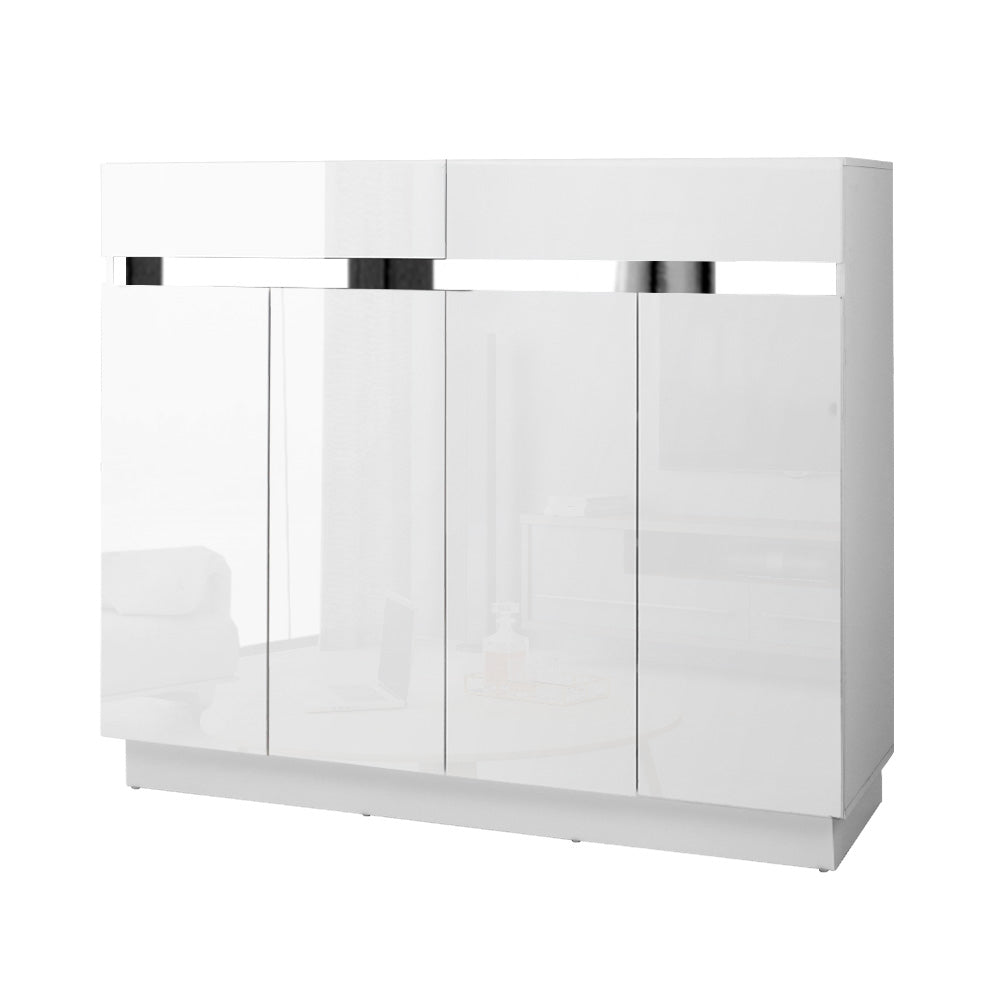 Artiss 120cm Shoe Cabinet Shoes Storage Rack High Gloss Cupboard White Drawers freeshipping - Awezingly