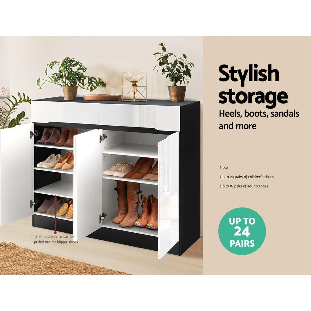 Artiss 120cm Shoe Cabinet Shoes Storage Rack High Gloss Cupboard Shelf Drawers freeshipping - Awezingly