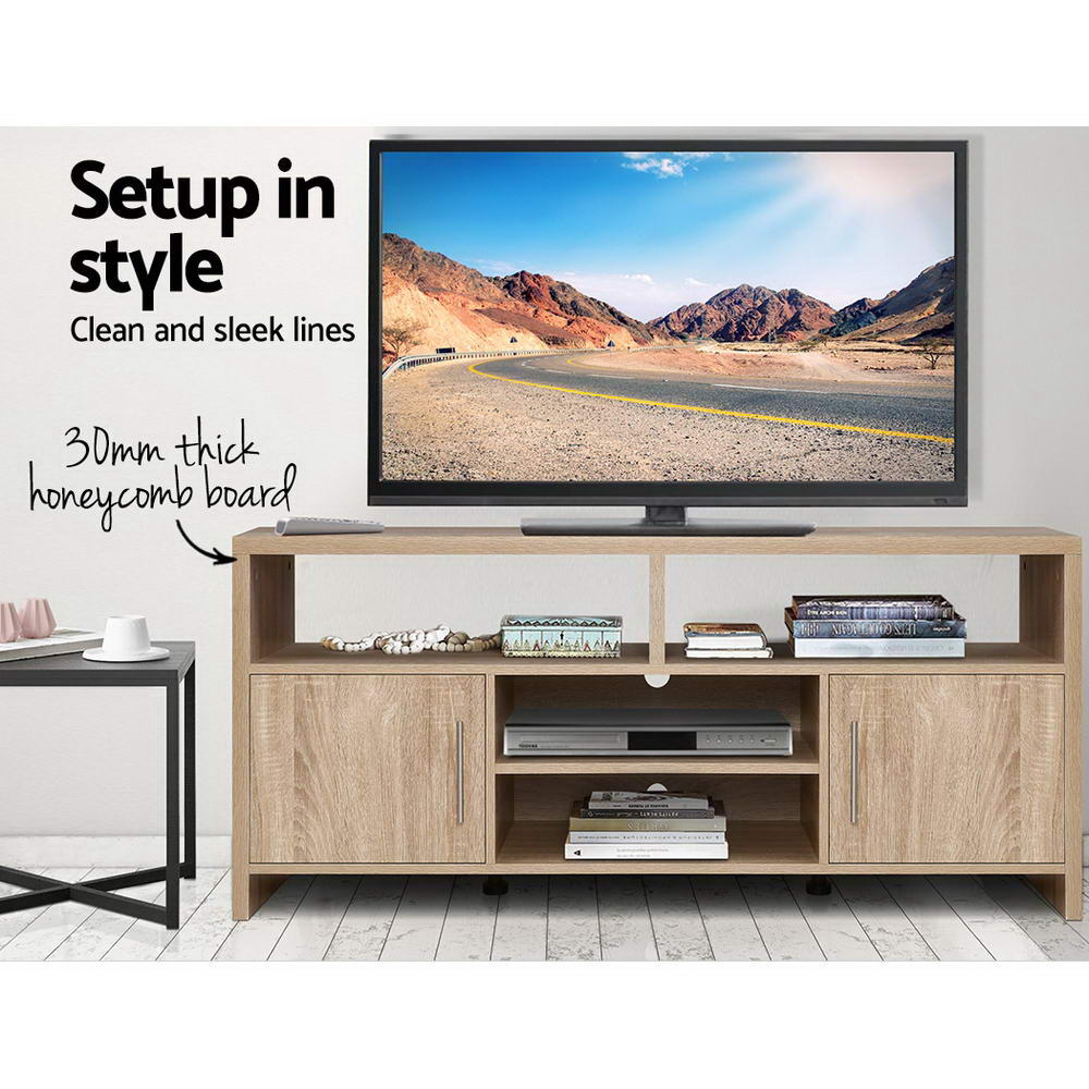 Artiss TV Cabinet Entertainment Unit Stand Storage Shelf Sideboard 140cm Oak freeshipping - Awezingly