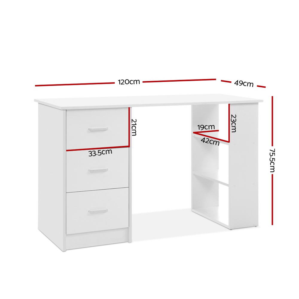 Artiss Office Computer Desk 3 Drawers Shelf 120cm freeshipping - Awezingly