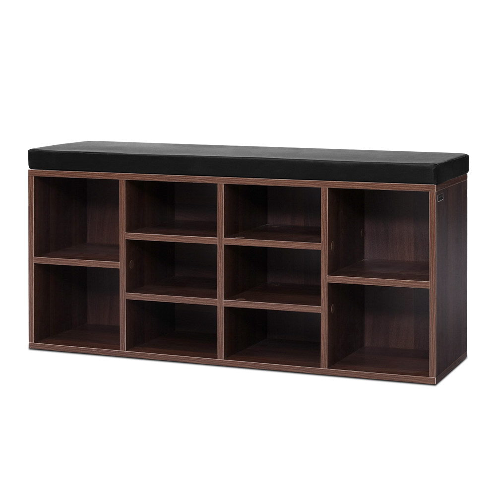 Artiss Shoe Cabinet Bench Shoes Storage Walnut freeshipping - Awezingly