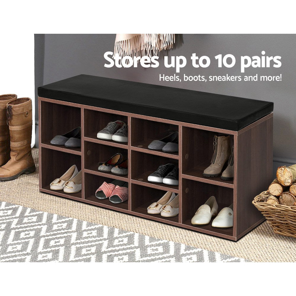 Artiss Shoe Cabinet Bench Shoes Storage Walnut freeshipping - Awezingly