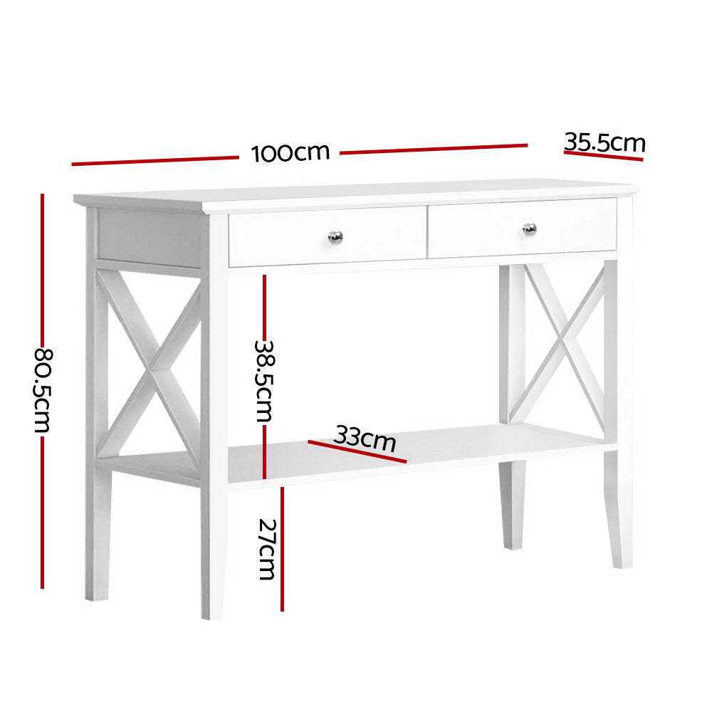 Artiss Console Table Hall Side Entry 2 Drawers Display White Desk Furniture freeshipping - Awezingly