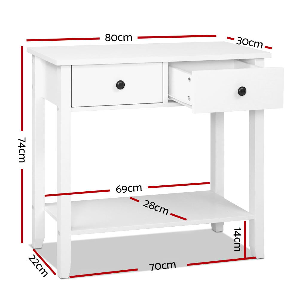 Artiss Hallway Console Table Hall Side Entry 2 Drawers Display White freeshipping - Awezingly