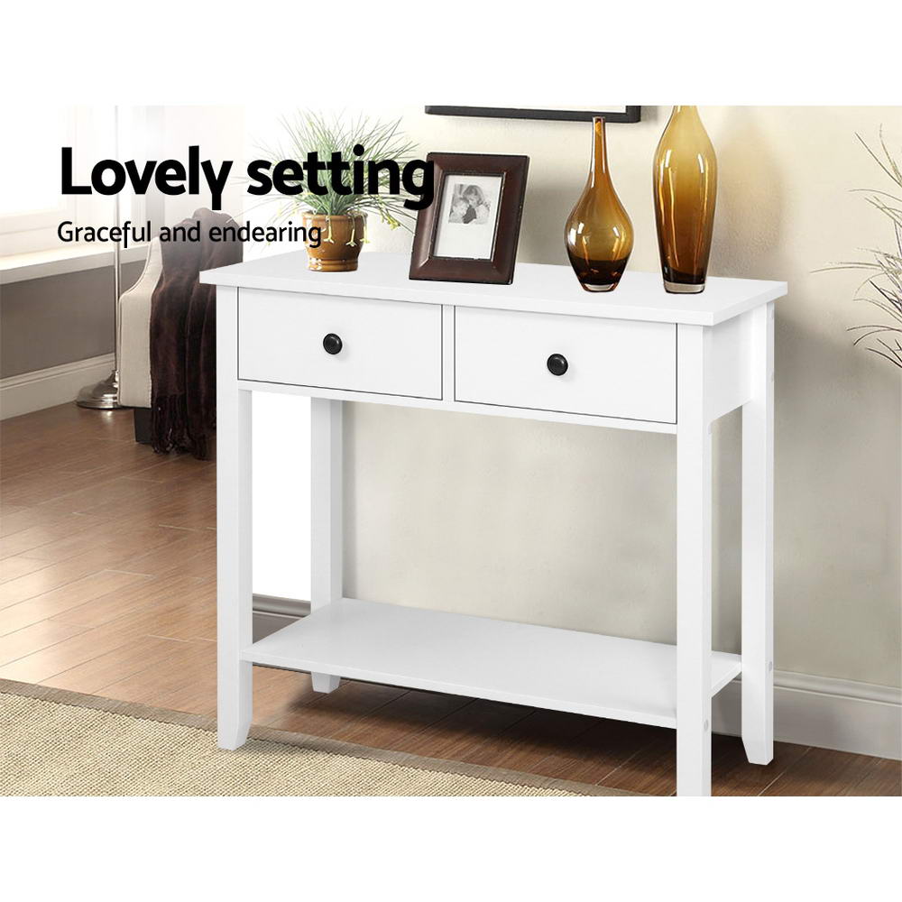 Artiss Hallway Console Table Hall Side Entry 2 Drawers Display White freeshipping - Awezingly