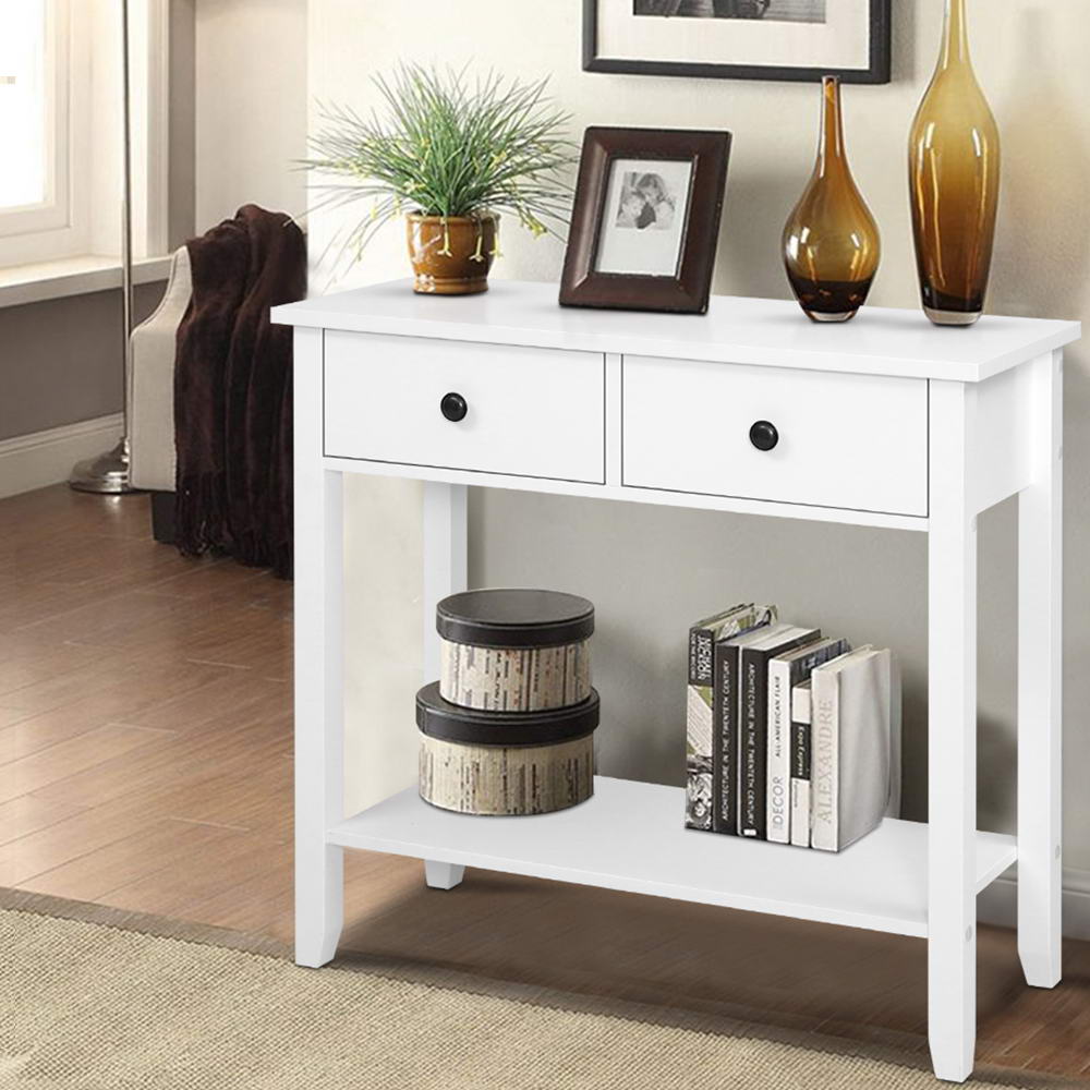 Artiss Hallway Console Table Hall Side Entry 2 Drawers Display White freeshipping - Awezingly