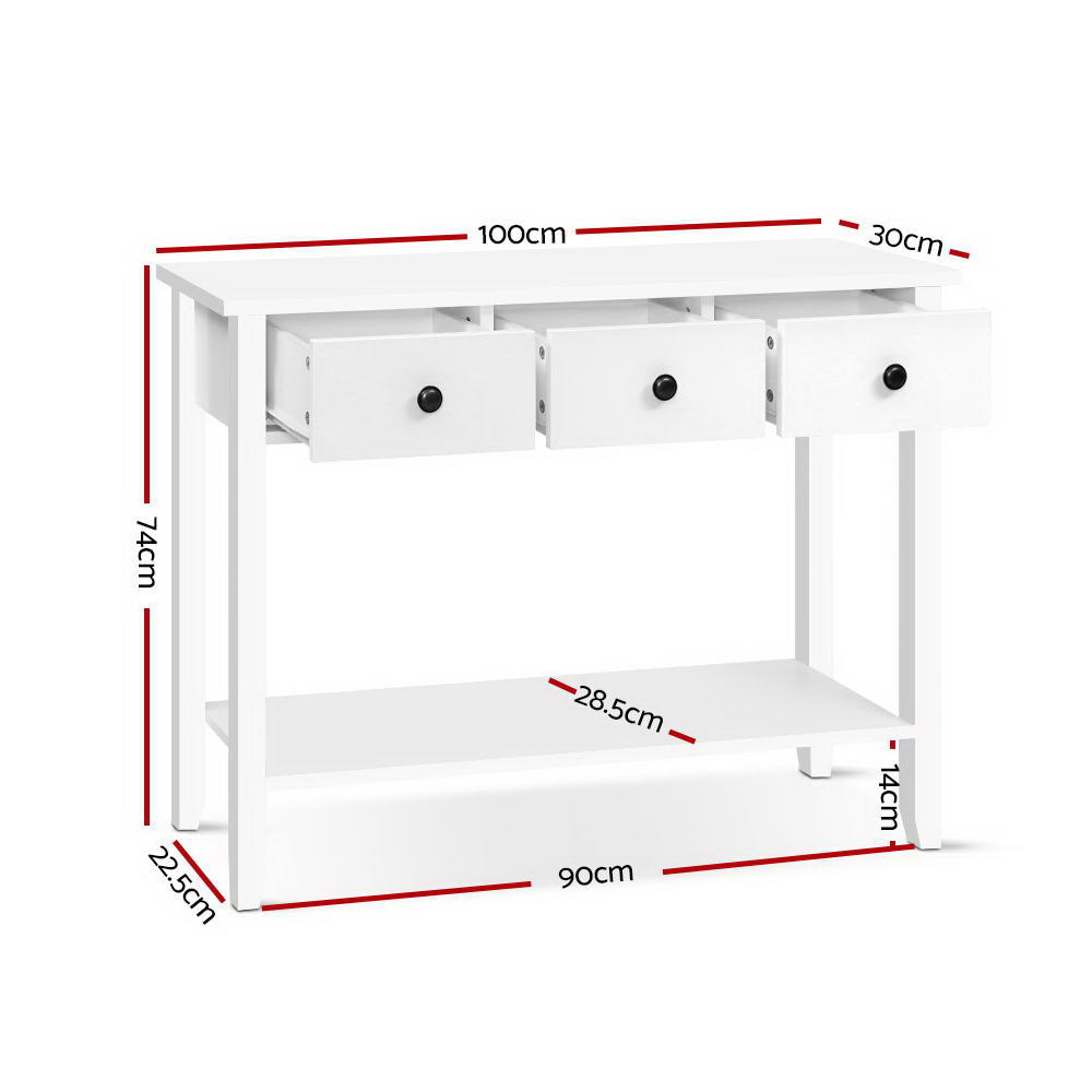 Hallway Console Table Hall Side Entry 3 Drawers Display White freeshipping - Awezingly