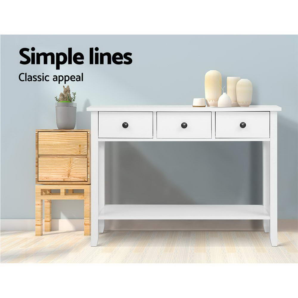 Hallway Console Table Hall Side Entry 3 Drawers Display White freeshipping - Awezingly