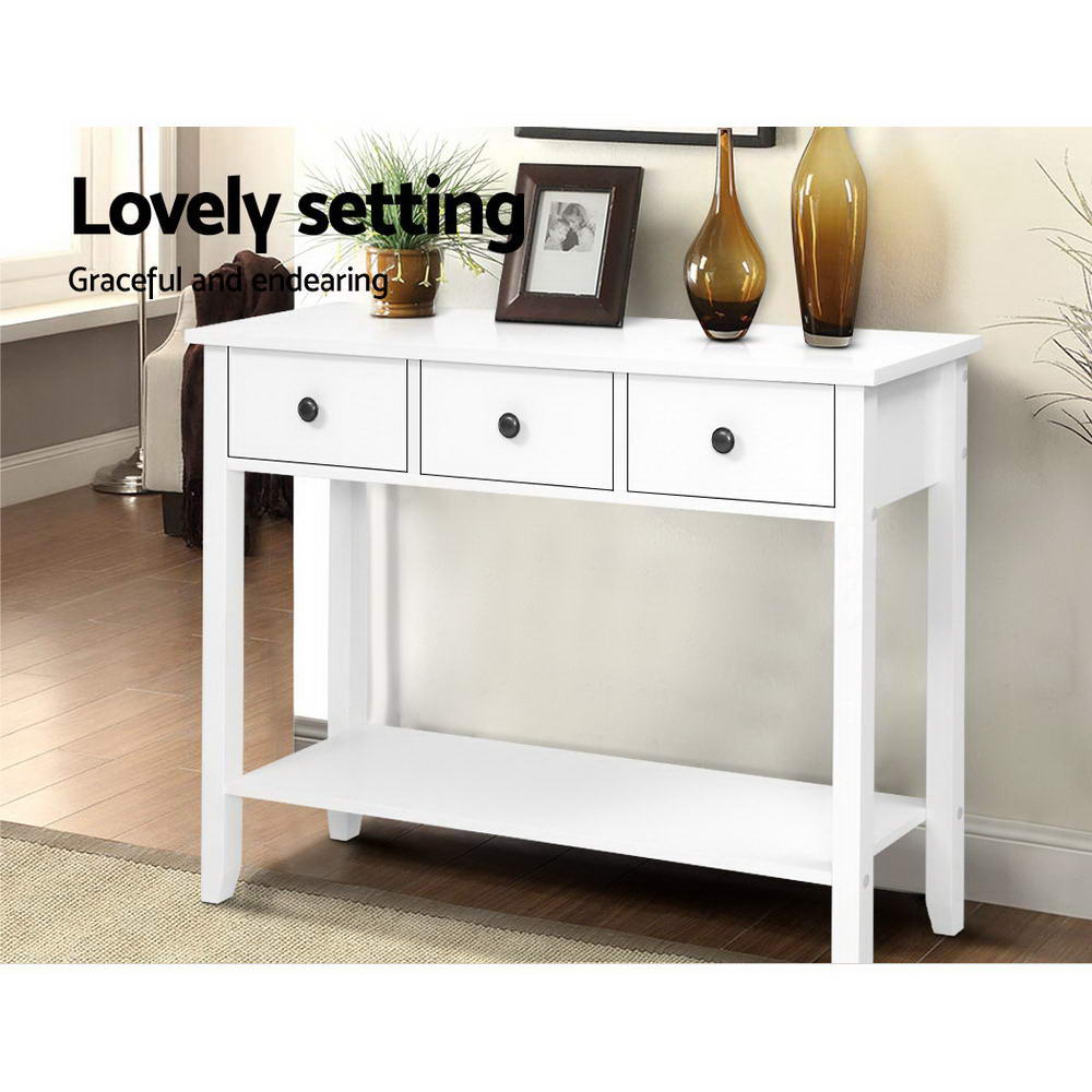 Hallway Console Table Hall Side Entry 3 Drawers Display White freeshipping - Awezingly