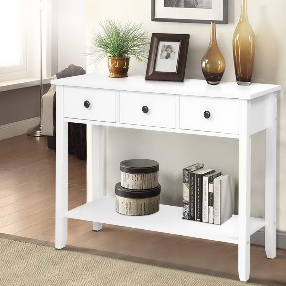 Hallway Console Table Hall Side Entry 3 Drawers Display White freeshipping - Awezingly