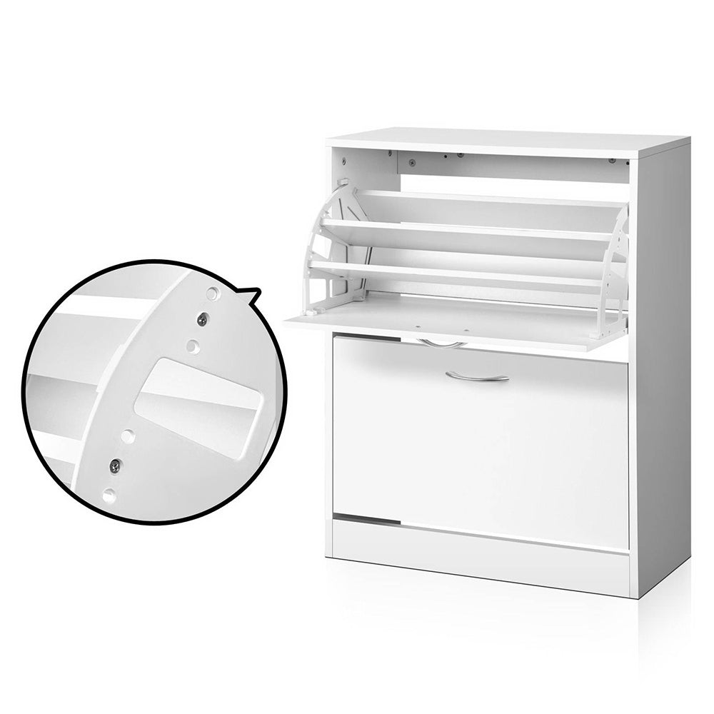 Artiss 2 Door Shoe Cabinet - White freeshipping - Awezingly