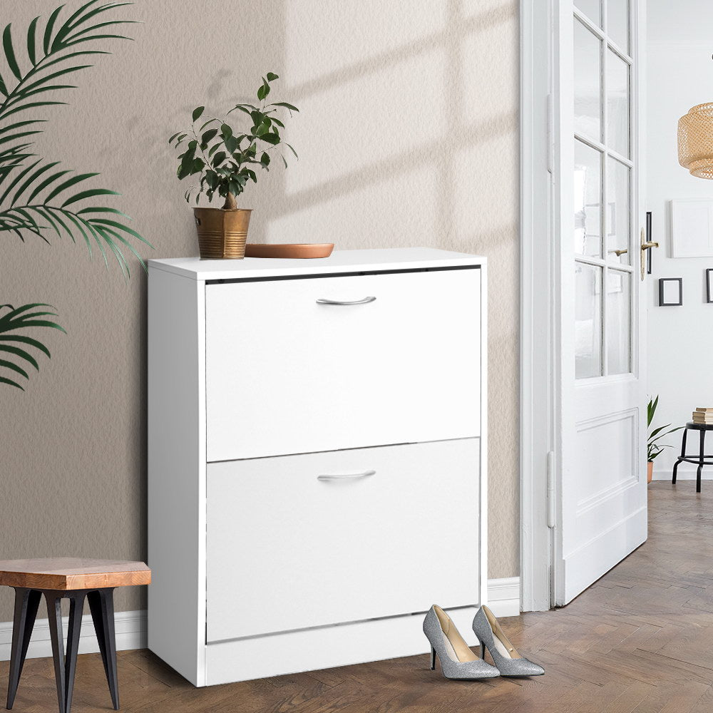 Artiss 2 Door Shoe Cabinet - White freeshipping - Awezingly