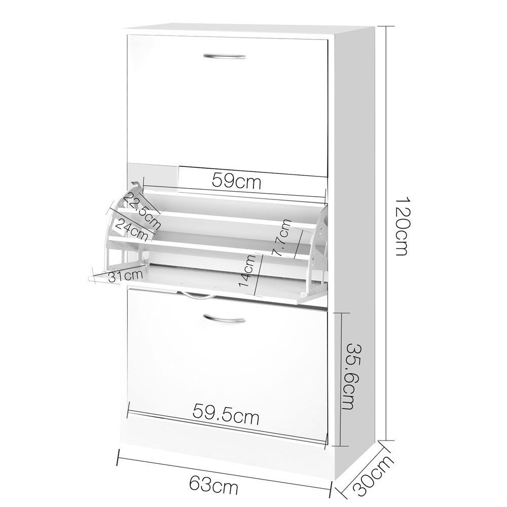 Artiss 3 Tier Shoe Cabinet - White freeshipping - Awezingly