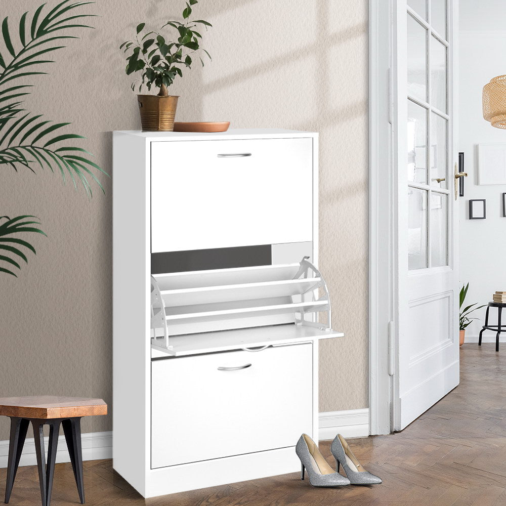 Artiss 3 Tier Shoe Cabinet - White freeshipping - Awezingly