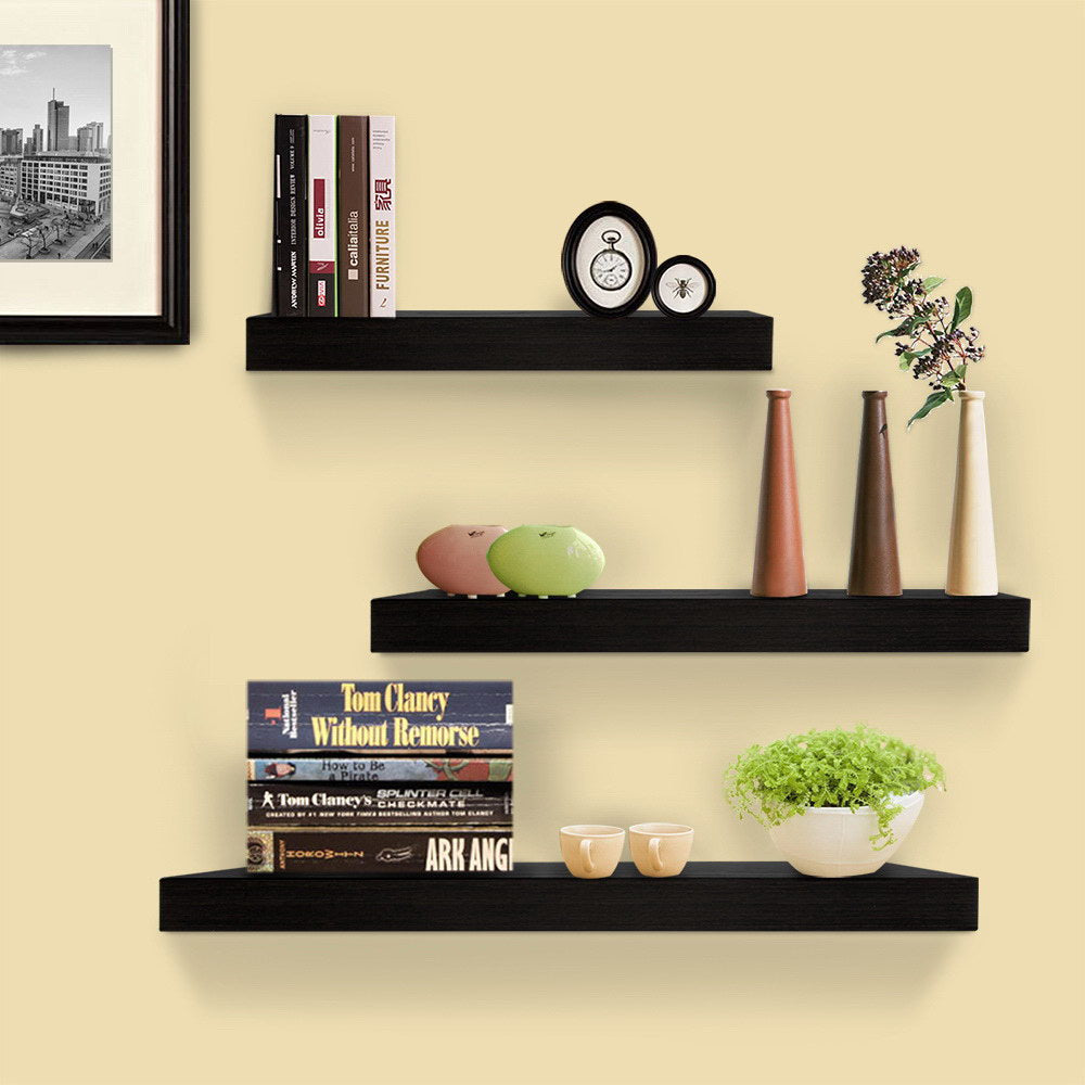 Artiss 3 Piece Floating Wall Shelves - Black freeshipping - Awezingly