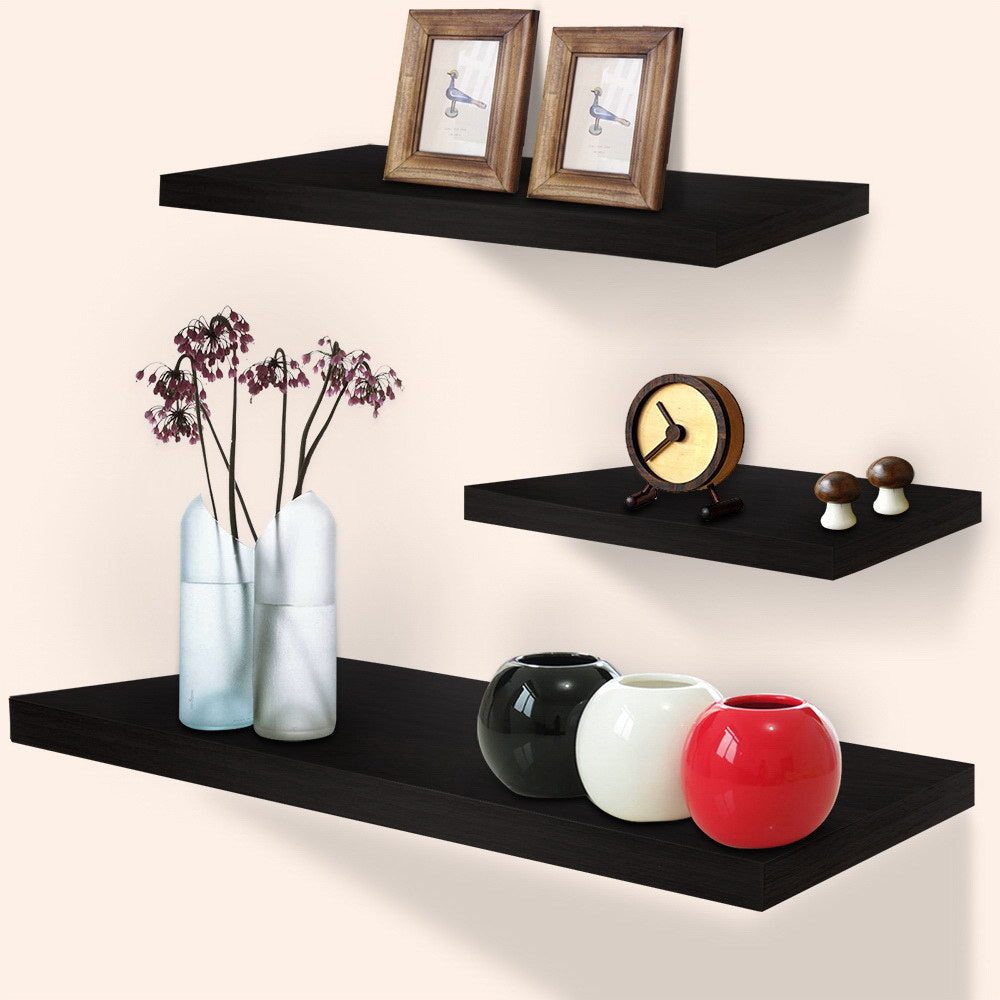 Artiss 3 Piece Floating Wall Shelves - Black freeshipping - Awezingly