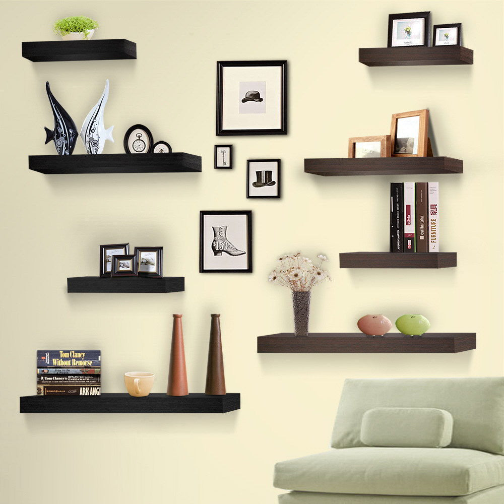 Artiss 3 Piece Floating Wall Shelves - Black freeshipping - Awezingly