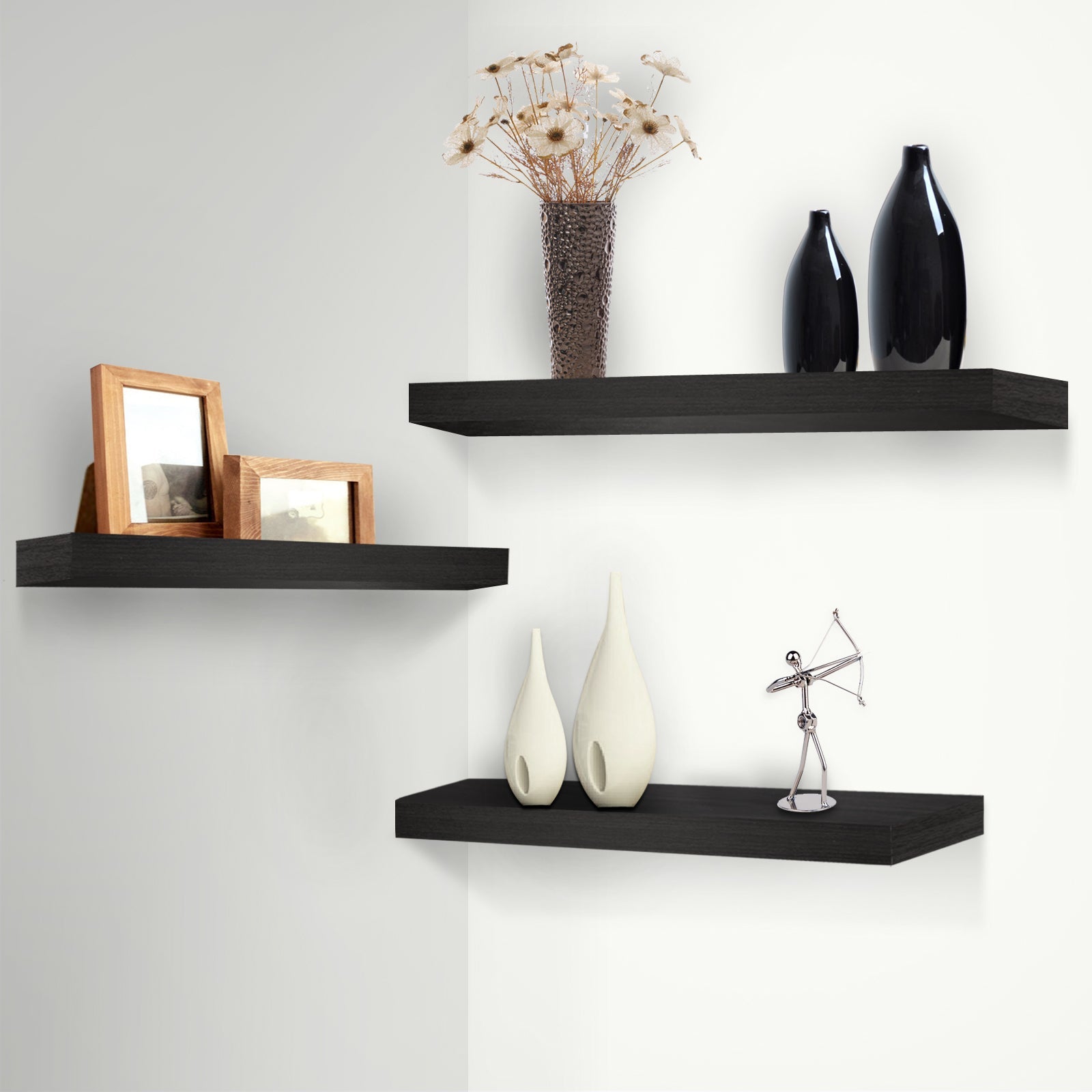 Artiss 3 Piece Floating Wall Shelves - Black freeshipping - Awezingly