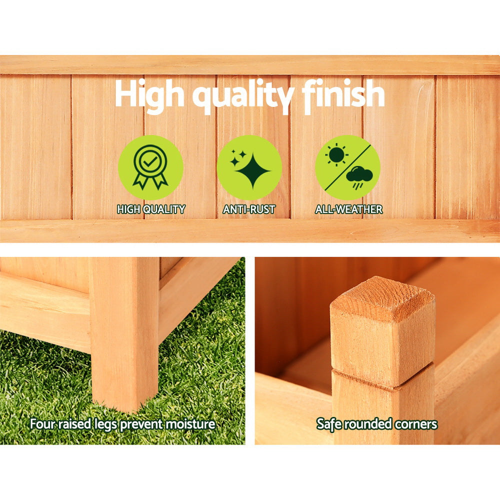 Greenfingers Garden Bed Raised Wooden Planter Outdoor Box Vegetables 90x30x33cm