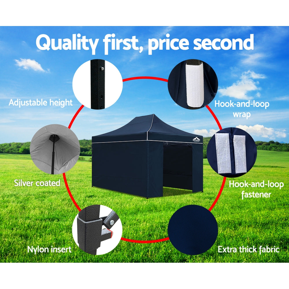 Instahut Gazebo Pop Up Marquee 3x4.5m Folding Wedding Tent Gazebos Shade Navy