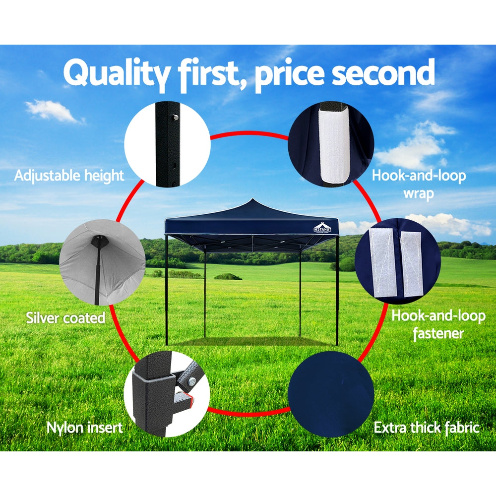 Instahut Gazebo Pop Up Marquee 3x3m Outdoor Tent Folding Wedding Gazebos Navy