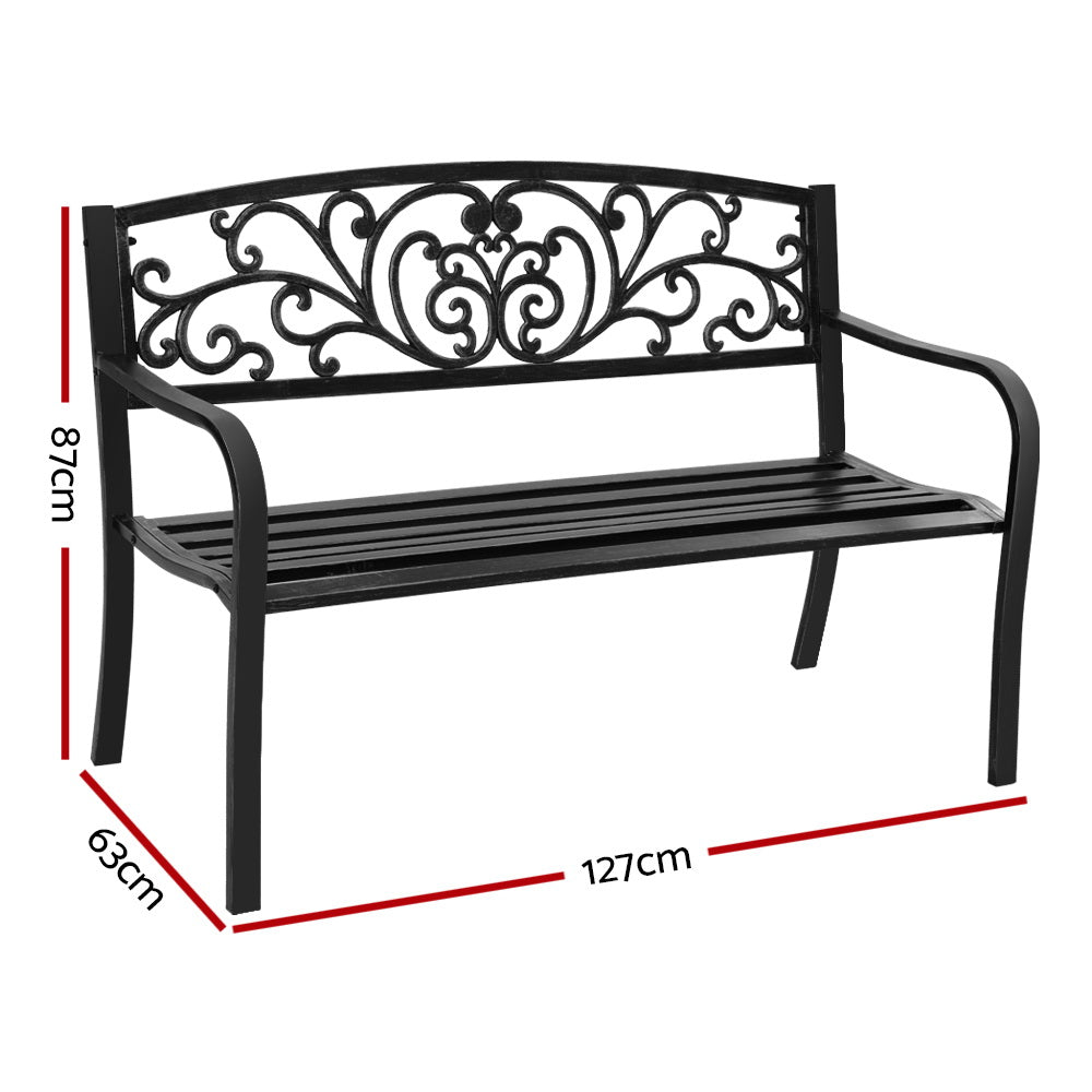 Gardeon Outdoor Garden Bench - Black freeshipping - Awezingly