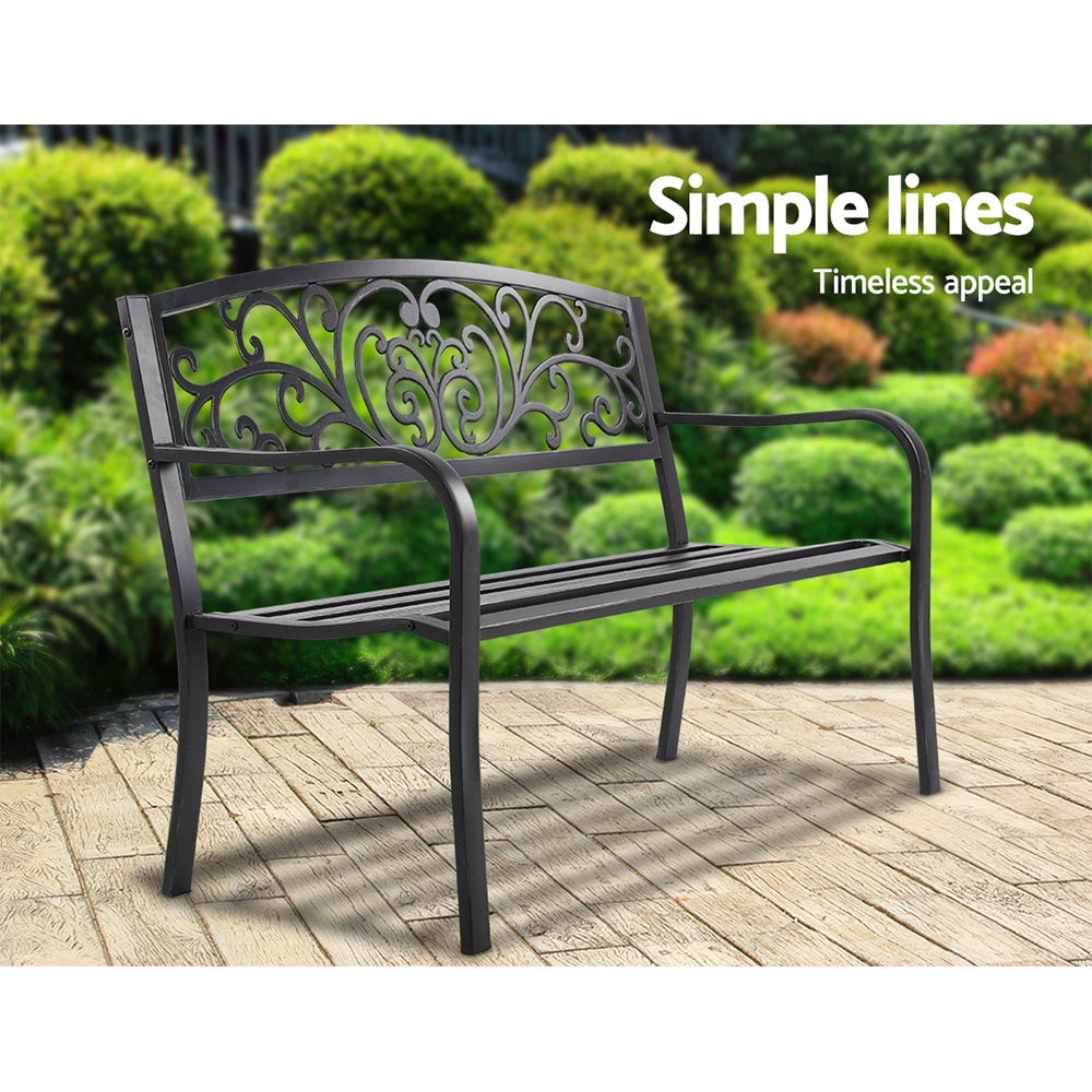 Gardeon Outdoor Garden Bench - Black freeshipping - Awezingly