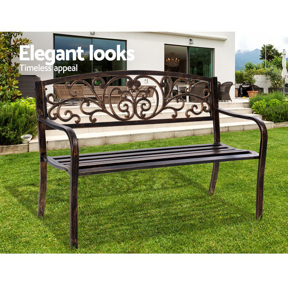 Gardeon Cast Iron Garden Bench - Bronze freeshipping - Awezingly