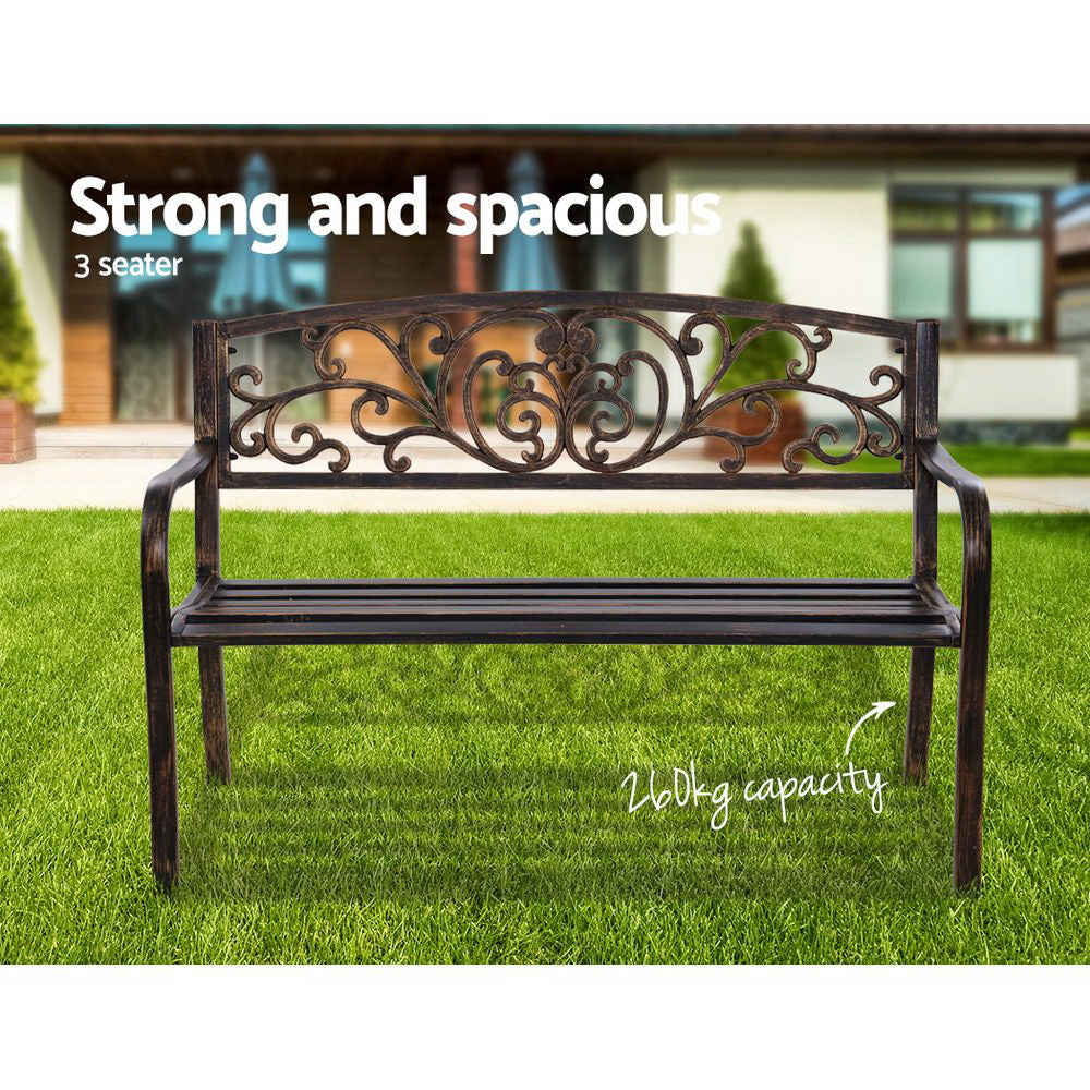 Gardeon Cast Iron Garden Bench - Bronze freeshipping - Awezingly