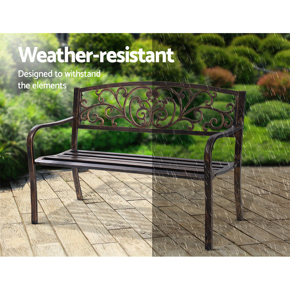 Gardeon Cast Iron Garden Bench - Bronze freeshipping - Awezingly