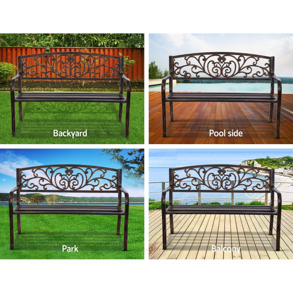 Gardeon Cast Iron Garden Bench - Bronze freeshipping - Awezingly