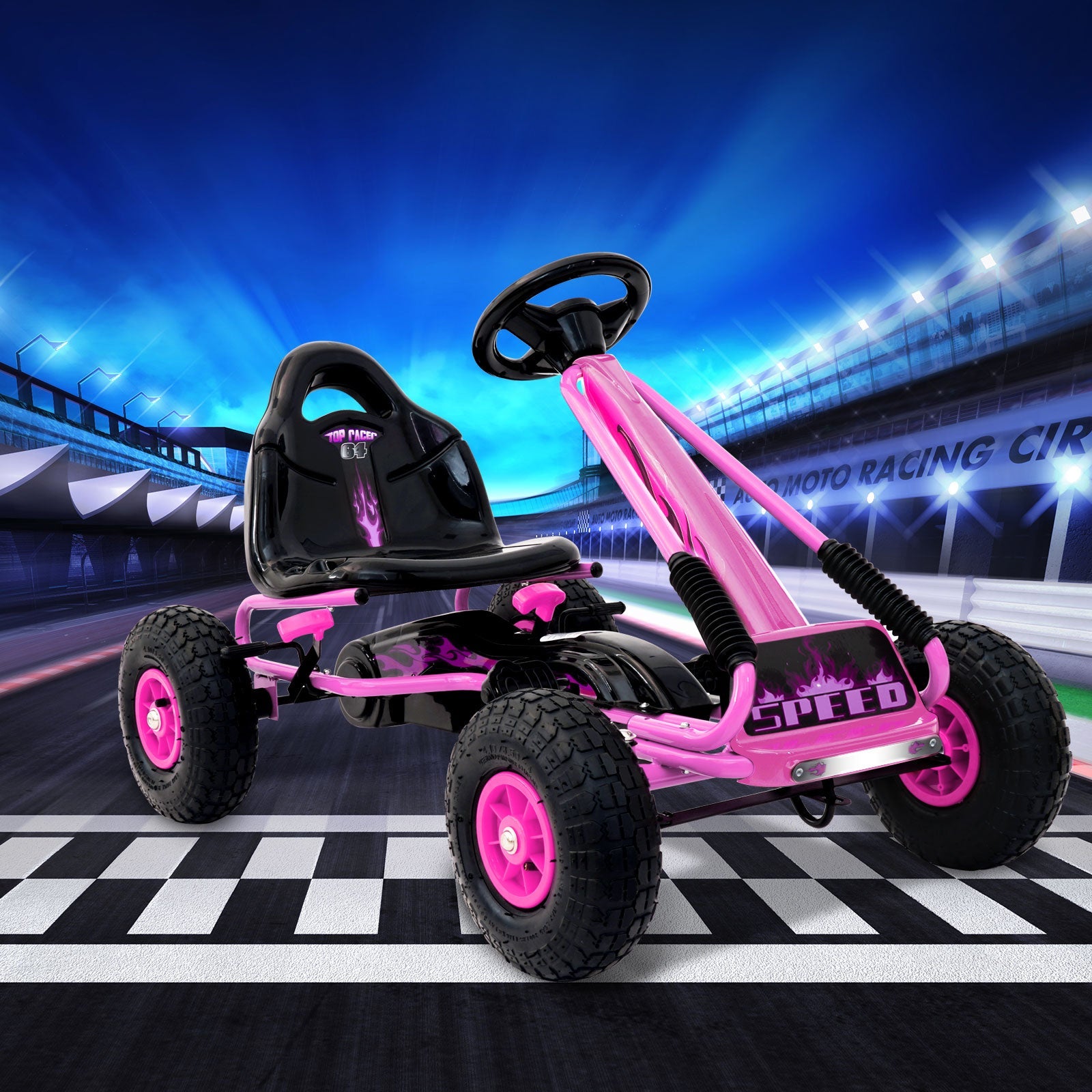 RIGO Kids Pedal Go Kart Car Ride On Toys Racing Bike Pink freeshipping - Awezingly