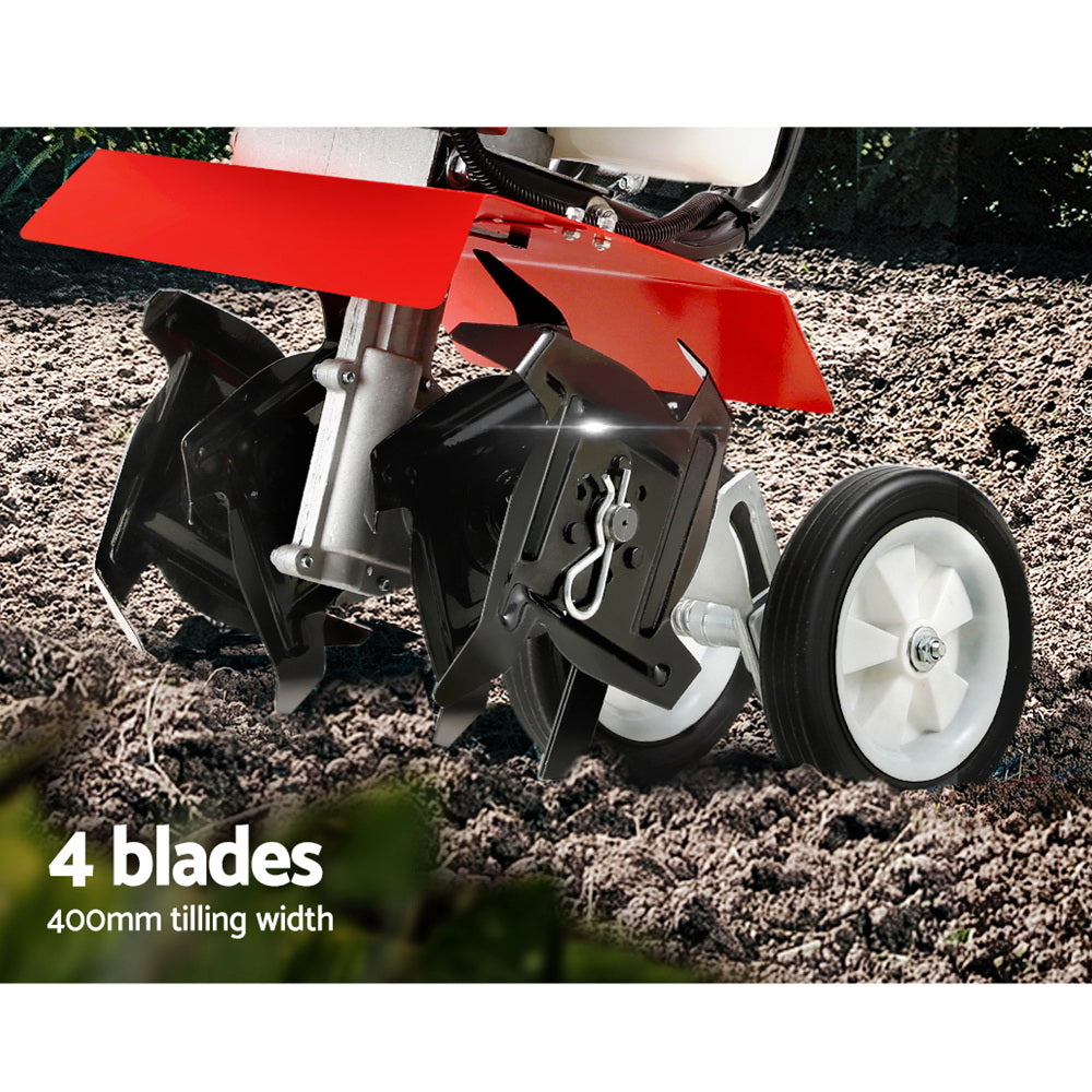 Giantz 88CC Tiller Rototiller Cultivator 4 Blades Garden Soil Power Rotary Hoe