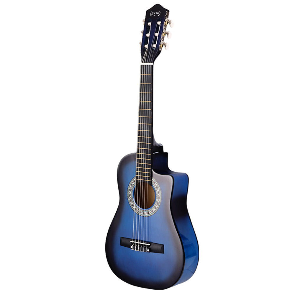 Alpha 34 Inch Guitar Classical Acoustic Cutaway Wooden Ideal Kids Gift Children 1/2 Size Blue