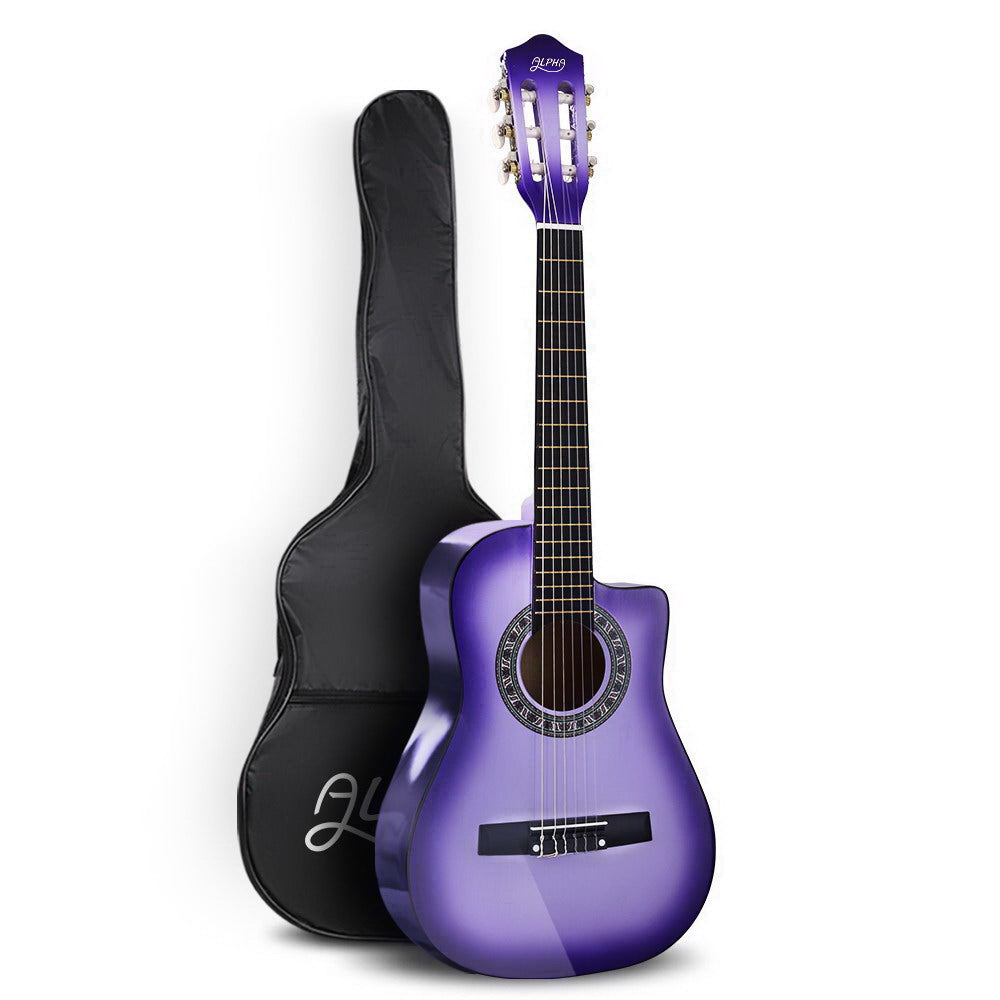 Alpha 34 Inch Guitar Classical Acoustic Cutaway Wooden Children 1/2 Size Purple freeshipping - Awezingly