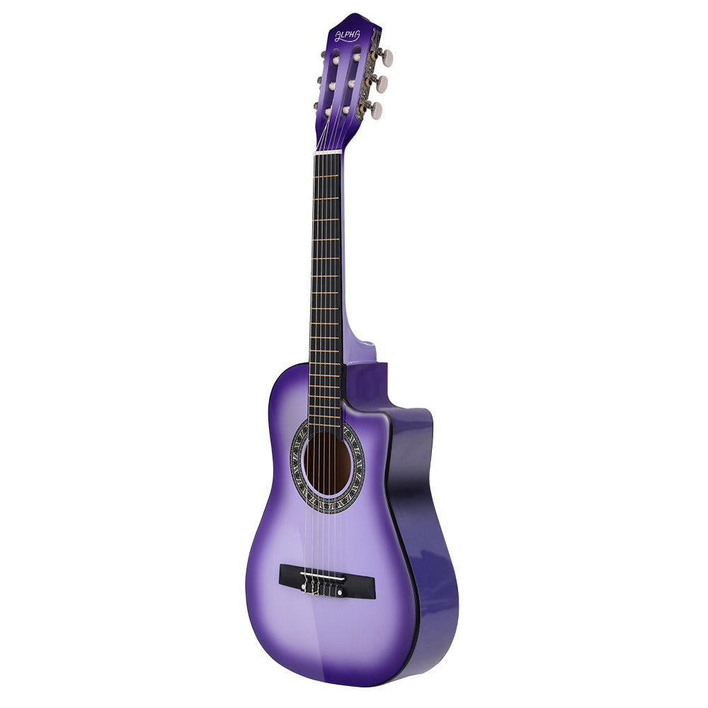 Alpha 34 Inch Guitar Classical Acoustic Cutaway Wooden Children 1/2 Size Purple freeshipping - Awezingly