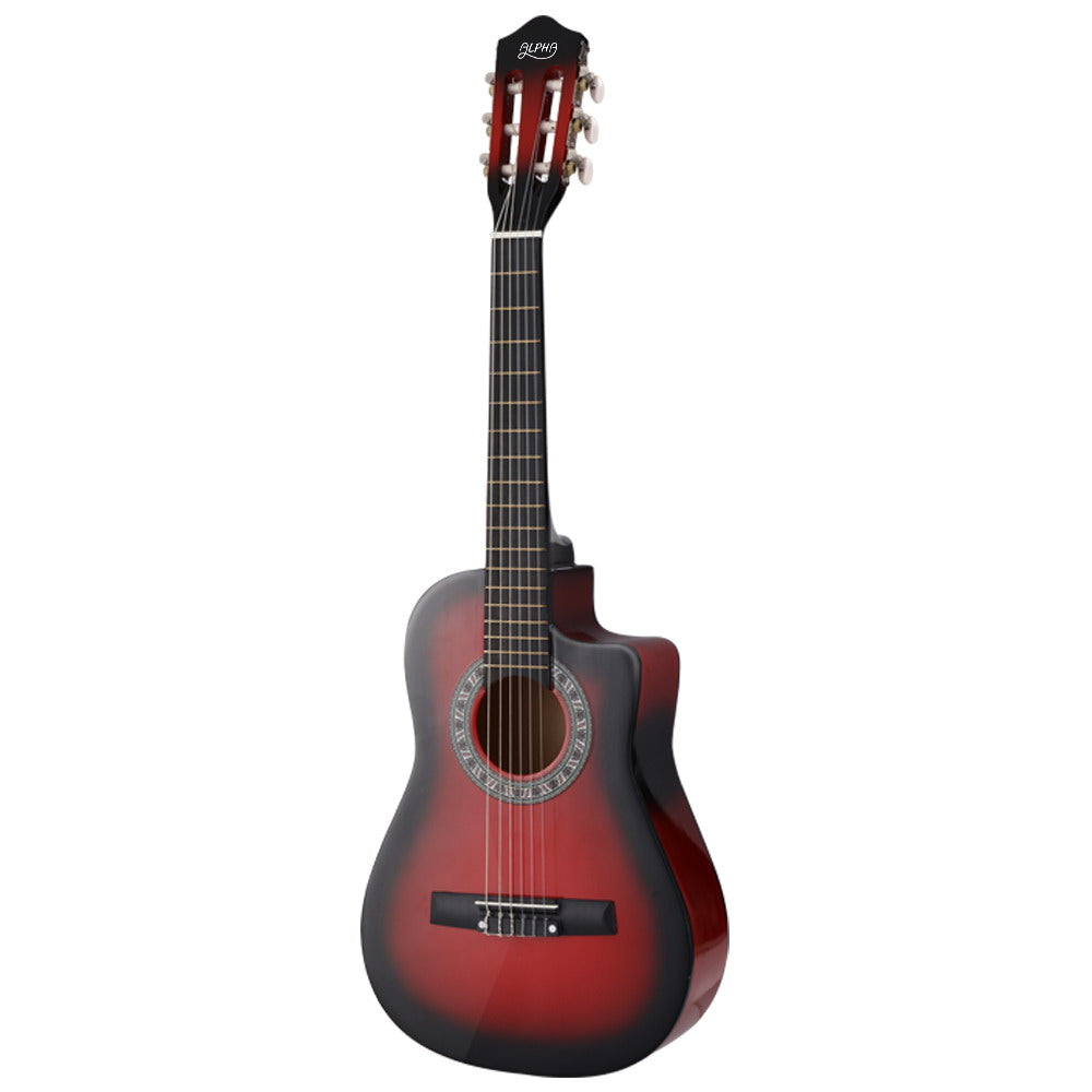 Alpha 34 Inch Guitar Classical Acoustic Cutaway Wooden Children 1/2 Size Red freeshipping - Awezingly