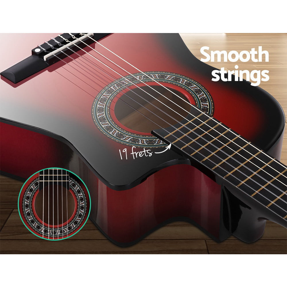 Alpha 34 Inch Guitar Classical Acoustic Cutaway Wooden Children 1/2 Size Red freeshipping - Awezingly