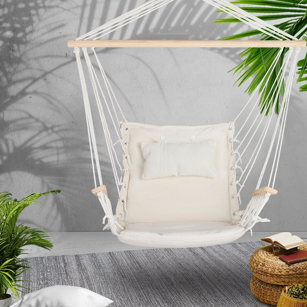 Gardeon Hammock Hanging Swing Chair - Cream freeshipping - Awezingly