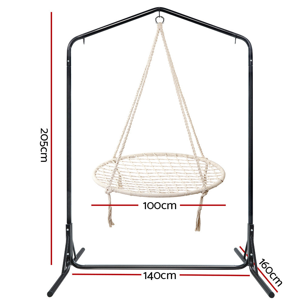 Keezi Kids Outdoor Nest Spider Web Swing Hammock Chair with Stand Garden 100cm