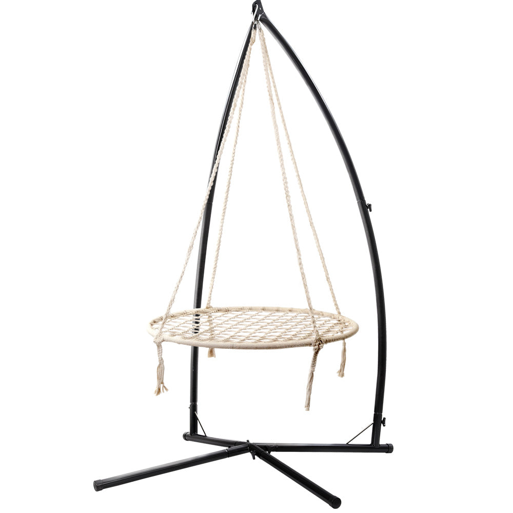 Keezi Kids Outdoor Nest Spider Web Swing Hammock Chair with Steel Stand 100cm