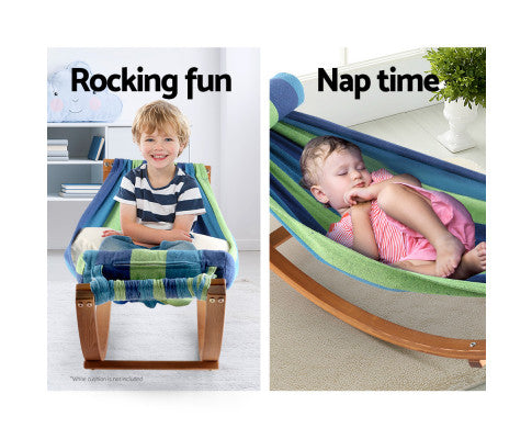 Keezi Kids Timber Hammock Bed Swing - Blue freeshipping - Awezingly